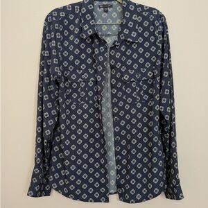 GAP Navy Blue Geometric Women's Button Down Shirt